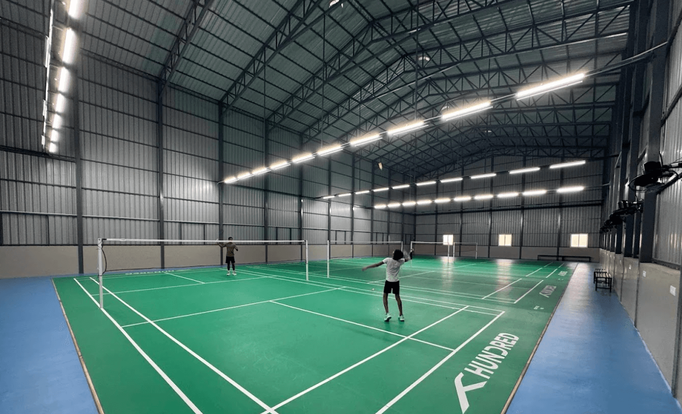 A side view of the shuttle court